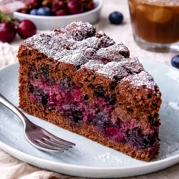 Saftiger Kirsch-Schoko-Kuchen mit Kirschen und Schokoladenteig