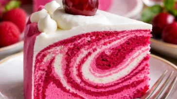 Saftiger Kirschen-Poke-Kuchen mit fruchtiger Kirschsauce