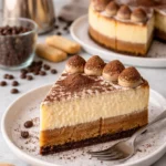 Klassischer gebackener Tiramisu-Käsekuchen im New York Style
