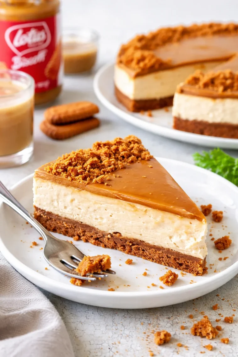 Lotus Cheesecake ohne Backen, köstliches Dessert mit Lotus-Keksen