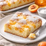 Köstlicher Mandarinen Pudding Kuchen auf einem Teller serviert