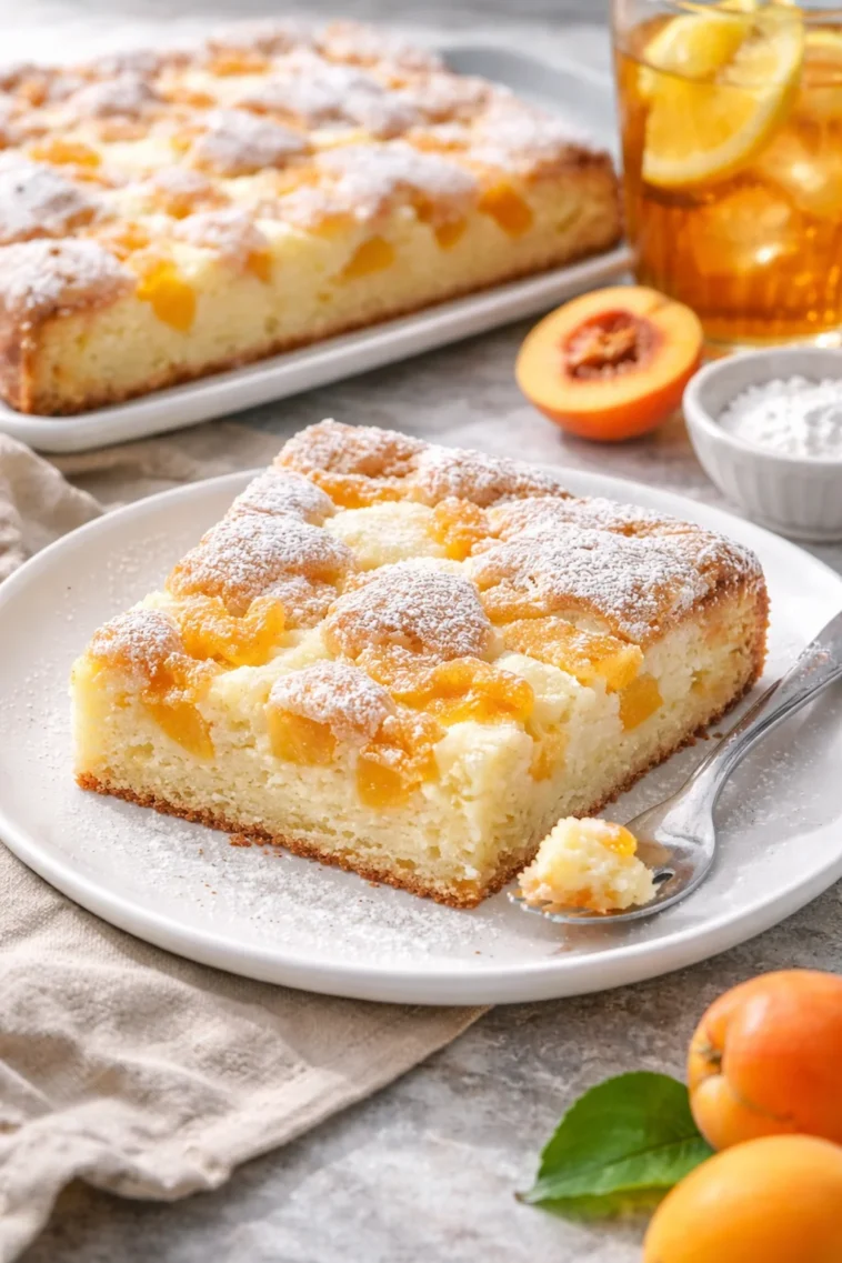 Köstlicher Mandarinen Pudding Kuchen auf einem Teller serviert