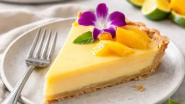 Mango-Curd-Tarte mit frischen Mangostücken und cremigem Curd