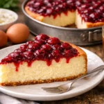 Mehlfreie Auflaufform mit frischen Sauerkirschen in einer Backform