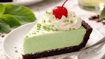 Leckere Mint Shake Torte mit frischer Minze und cremiger Schokoladenschicht.