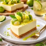 No-Bake Cheesecake mit weißer Schokolade und Limette auf einem Tisch