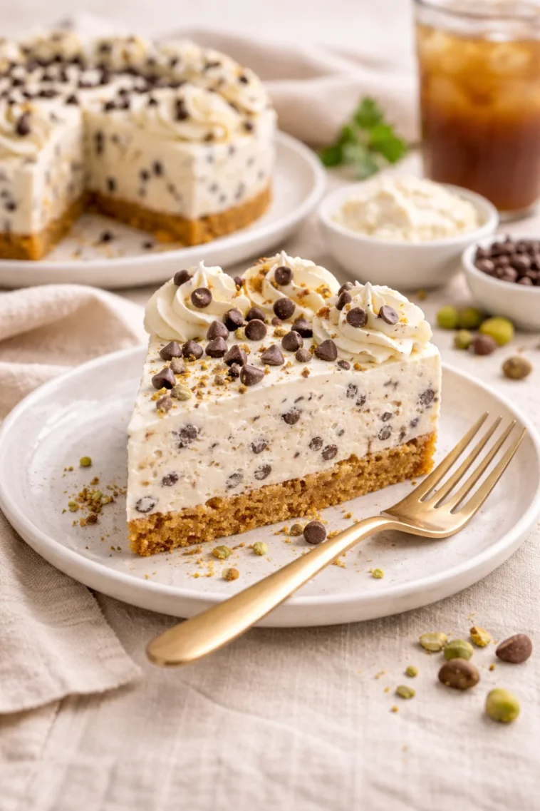 No-Bake Cannoli Cheesecake mit Schokoladenstückchen