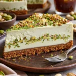 Pistazien-Käsekuchen mit einer cremigen Füllung und knackigen Nüssen