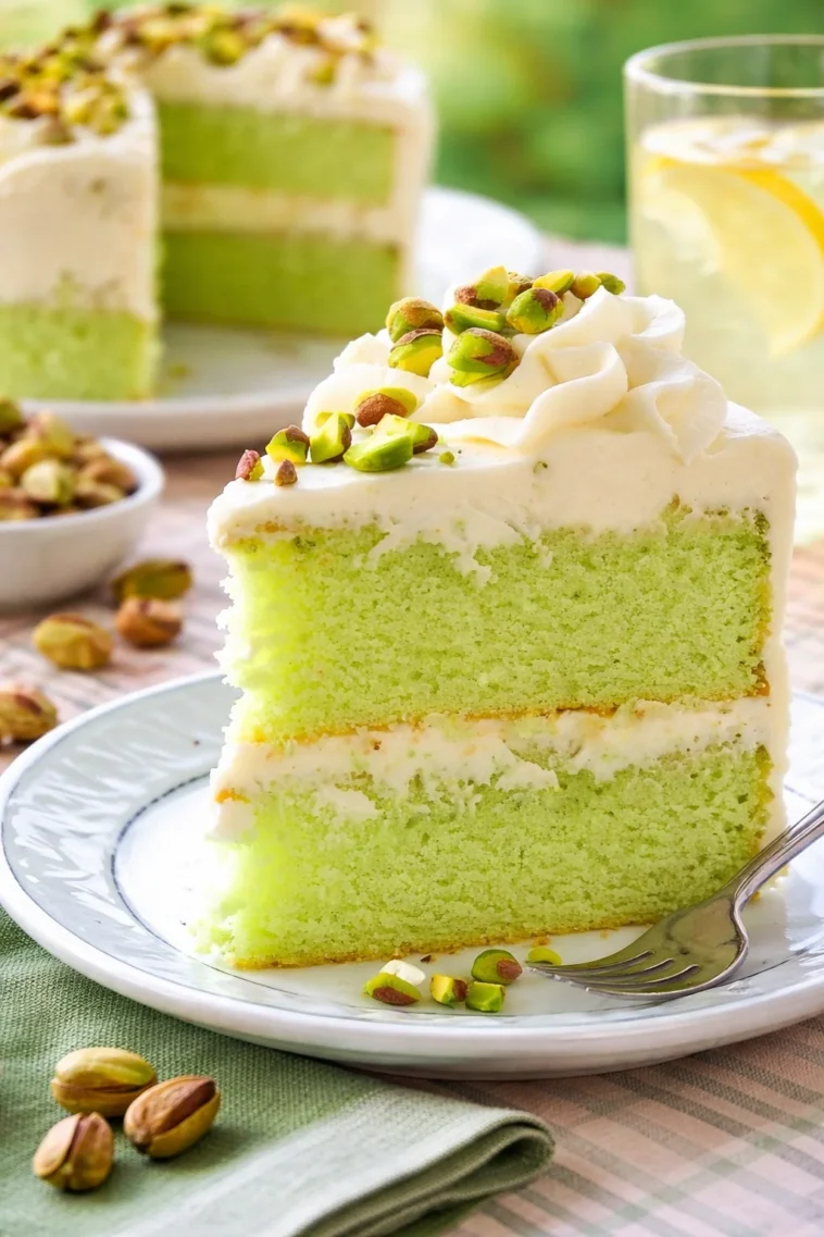 Pistazien Tres Leches Kuchen mit cremiger Füllung und köstlichem Topping