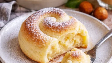 Leckere Puddingschnecken auf einem Teller, frisch gebacken und verziert