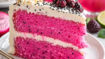 Rosa Drachenfrucht-Lebkuchen auf einem festlichen Teller