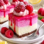 Rosa Samt Himbeer-Käsekuchen mit frischen Himbeeren und Cremefüllung