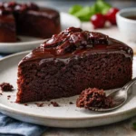 Saftiger Schokokuchen mit reichhaltiger Schokoladenglasur und Feuchtigkeit.