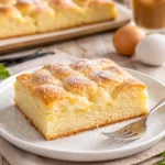 Saftiger Wattekuchen auf einem Teller, ideal für Kaffeepausen.