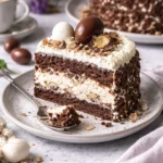 Schoko Bon Torte dekoriert für Ostern mit bunten Eiern