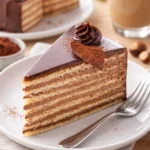 Himmlische Schokoladen Buttercreme Torte mit reicher Schokoladendekoration.