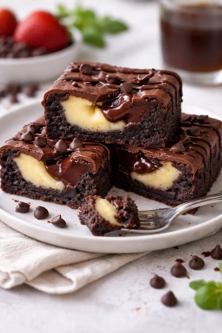 Schokoladen-Cookies mit Frischkäse auf einem Teller