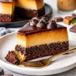 Leckerer Schokoladen-Flan-Kuchen mit reichem Schokoladengeschmack und cremiger Textur.