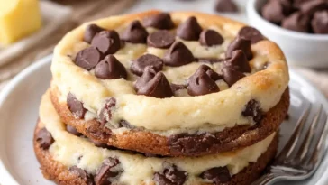 Schokoladenkekse mit Käsekuchenfüllung auf einem Teller