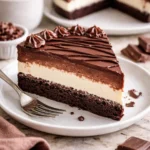 Schwarze Krawatte Mousse Kuchen, ein elegantes Dessert mit reichhaltiger Schokolade.