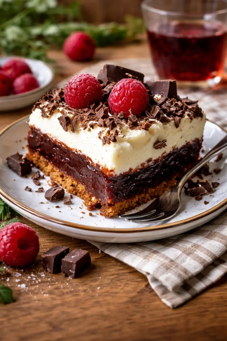 Schwarzwälder Puddingkuchen vom Blech mit Schokolade und Sahne