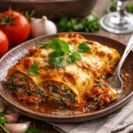 Leckere Spinat-Rindfleisch-Cannelloni mit Käse überbacken