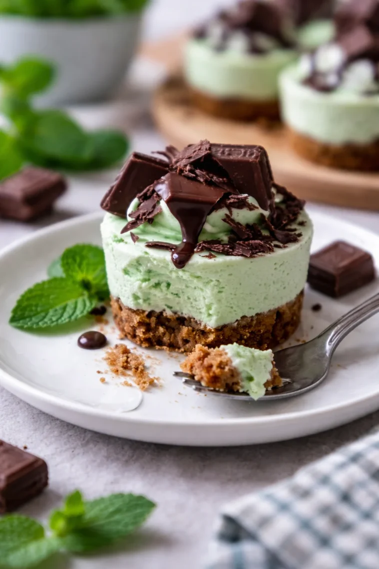 Mini Andes Mint Schokoladenkäsekuchen für St. Patrick's Day