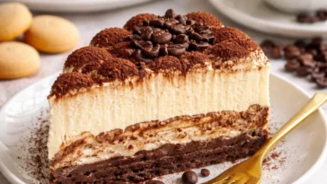 Ultimativer Tiramisu-Cheesecake mit Schichten aus Mascarpone und Kaffee-Aromen.