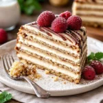 Ungarische Esterházy-Torte mit Nussfüllung und cremiger Glasur