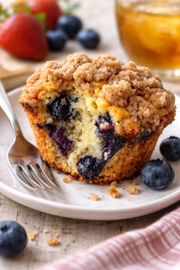 Leckere Blaubeer-Streusel-Muffins frisch aus dem Ofen