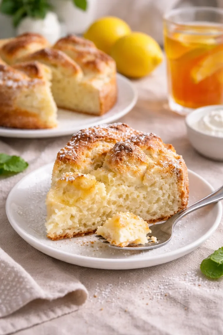 Saftiger Vanillekuchen auf einem Teller mit bunten Dekorationen