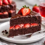 Erdbeer-Schokoladenschalenkuchen in einem eleganten Serviergeschirr