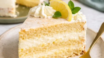 Zitronen-Mascarpone-Torte mit frischem Zitronengeschmack und cremiger Mascarponefüllung.