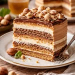 Ägyptischer Haselnusskuchen auf einem weißen Teller