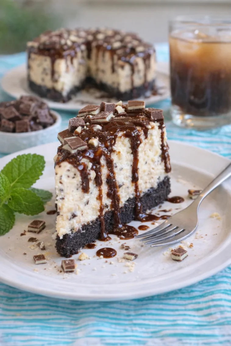Andes-Mint-Käsekuchen aus Käse und Minze, ein köstliches Dessert
