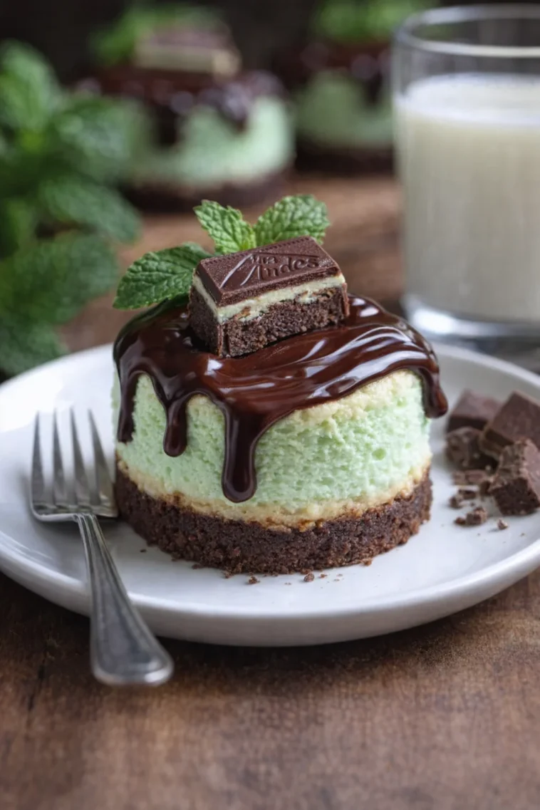 Andes Minz Mini-Käsekuchen auf einem Teller, ideal als Dessert.
