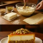 Baklava Honig Käsekuchen - ein köstlicher orientalischer Käsekuchen mit Honiggeschmack