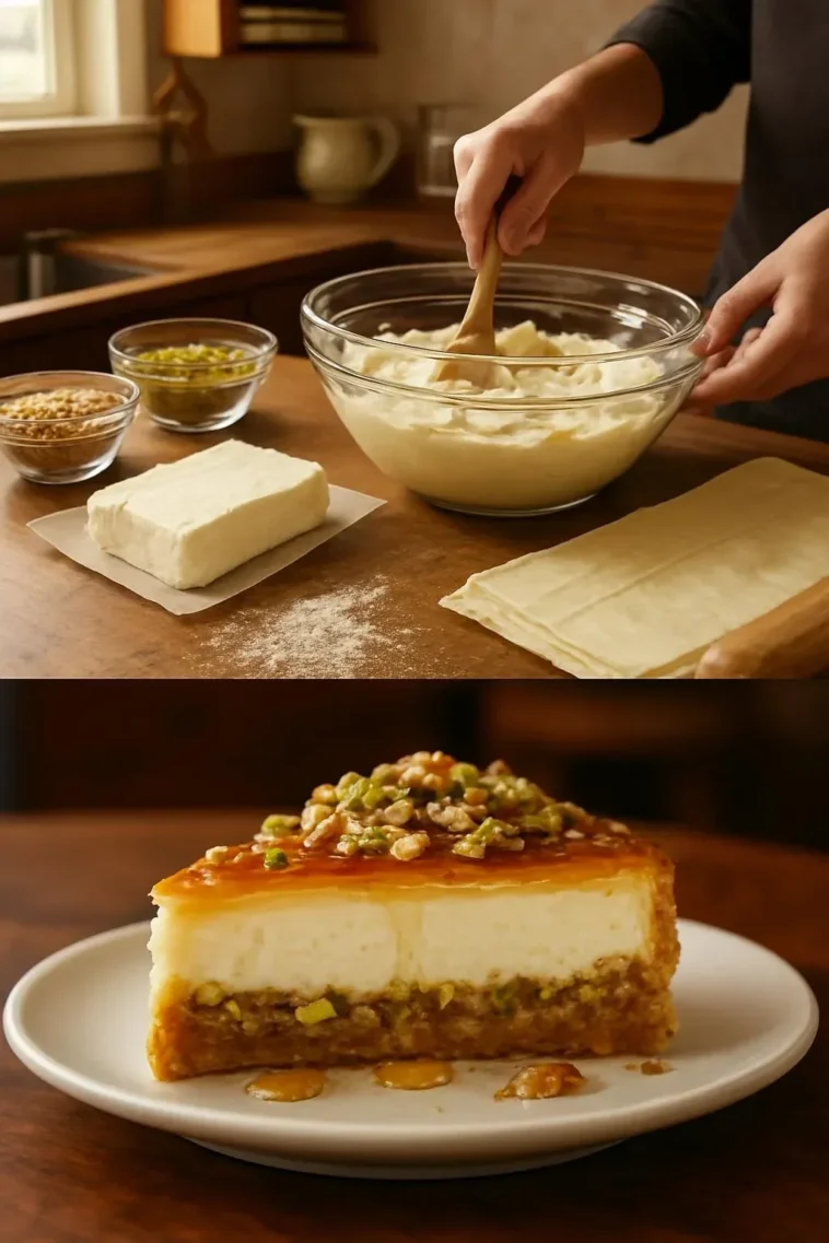 Baklava Honig Käsekuchen - ein köstlicher orientalischer Käsekuchen mit Honiggeschmack