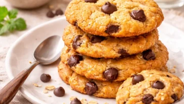 Leckere Bananenplätzchen auf einem Teller mit frischen Bananen