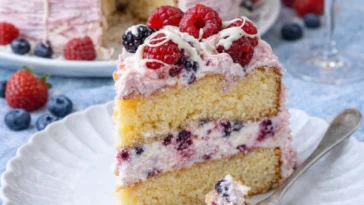 Beeren Mascarpone-Torte mit frischen Beeren und cremiger Mascarponefüllung
