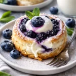 Blaubeer-Crescent-Rollen frisch gebacken auf einem Teller