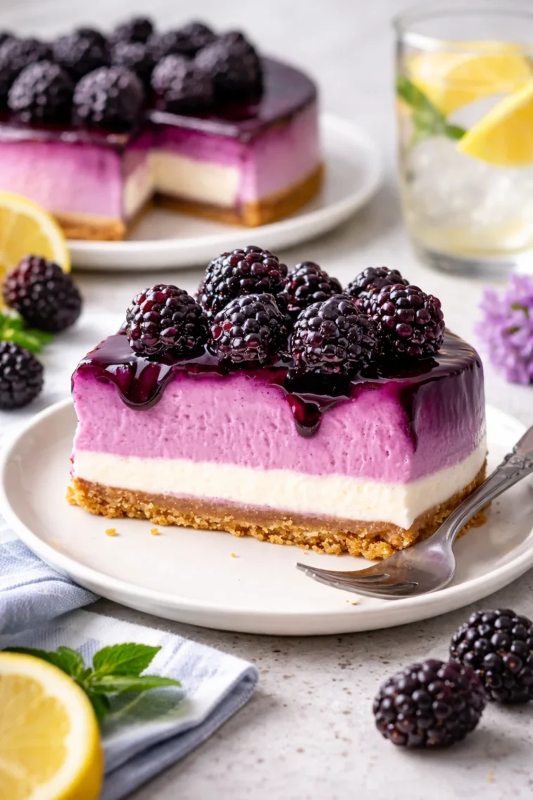 Brombeer-Käsekuchen mit frischen Brombeeren und cremiger Käsefüllung
