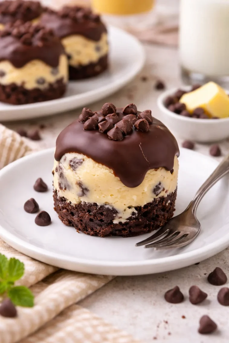 Brownie Bites mit Schokoladenkeksteig auf einem Teller