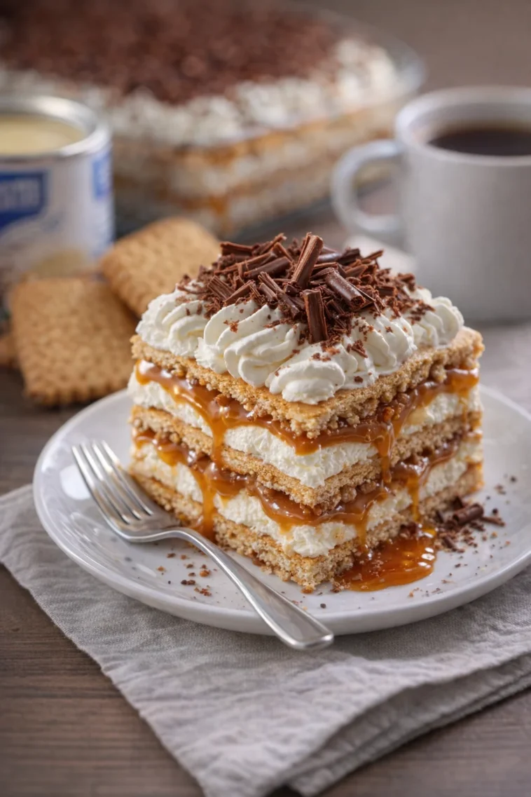 Butterkeks-Kuchen ohne Backen in einer schönen Präsentation