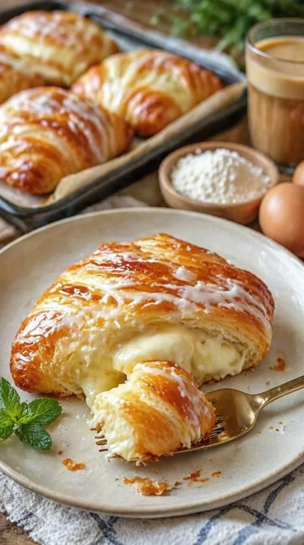 Crescent Cheese Danishes mit feiner Käsefüllung auf einem Backblech