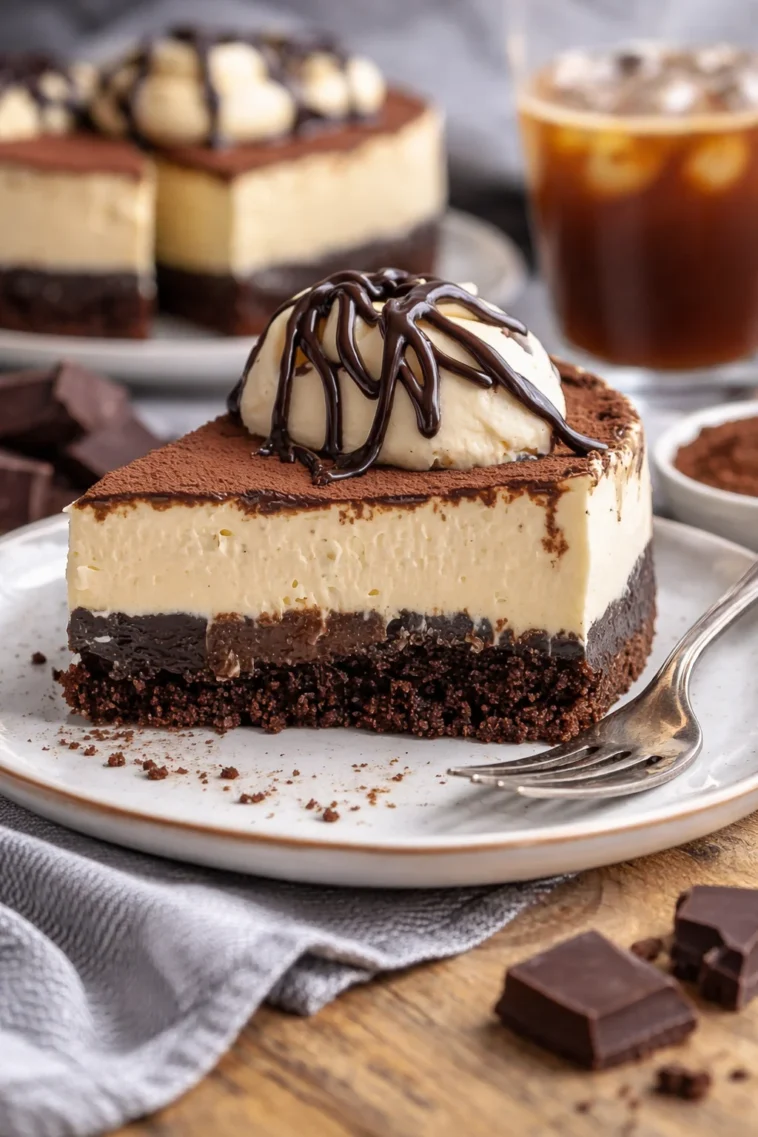 Dekadenter Brownie-Boden-Cheesecake mit schokoladigem Geschmack und cremiger Füllung