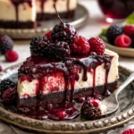 Dekadenter Schwarz-Wälder Käsekuchen mit Schokolade und Kirschen