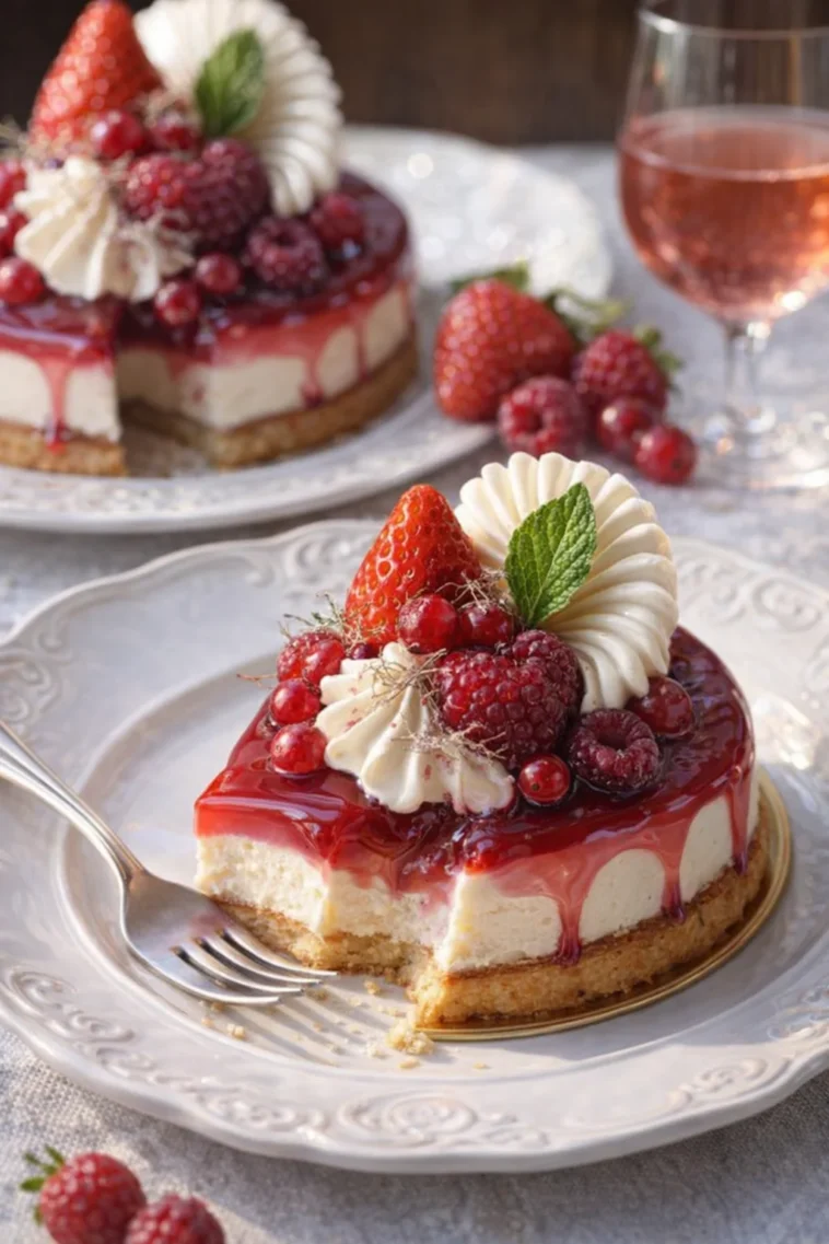 Beeren-Glasur auf frischen Dessert mit verschiedenen Beeren
