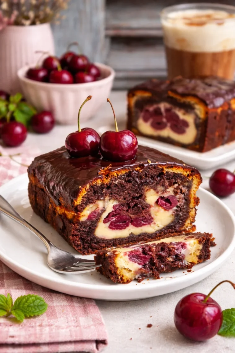 Donauwelle Kastenform mit Schichten aus Schokoladen- und Vanilleteig