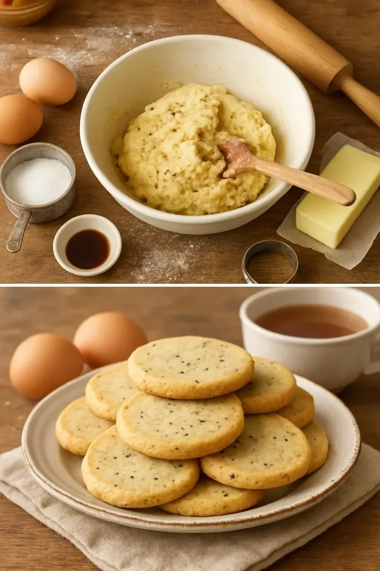 Earl Grey Shortbread Kekse auf einem Teller dekoriert